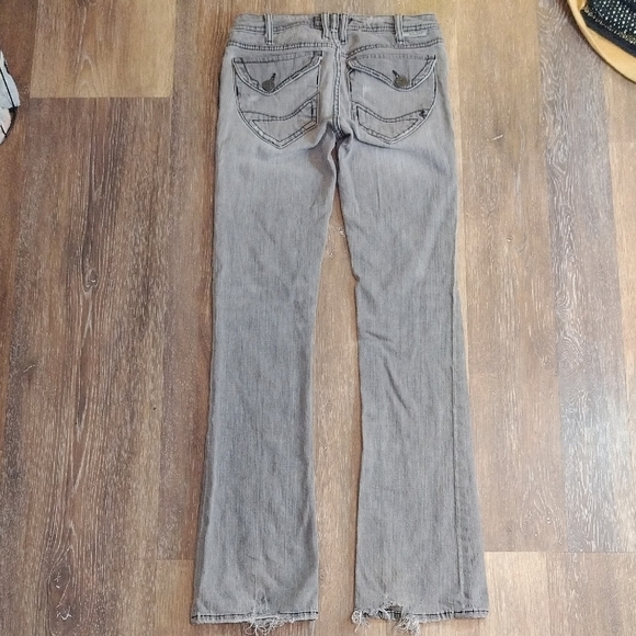 Light Gray Straight Leg Jeans with Washed Texture - Picture 2 of 2